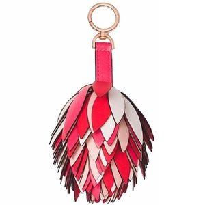 NWT MICHAEL KORSLeather Pom-Pom Bag Charm KeyChain